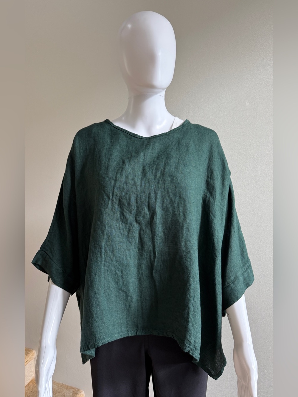 GIGI MODA Linen Top Tunic Blouse, One Size, Green